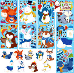 48 Sheets Glitter Mermaid Crafts Stickers for Kids Birthday Party Decorations