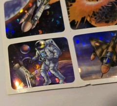 Vintage Prismatic Foil Stickers Space Astronauts Planets Aliens Spaceships New