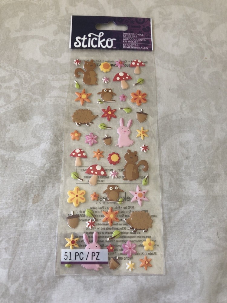 EK Success Sticko Dimensional Stickers Woodland Animals New in Package