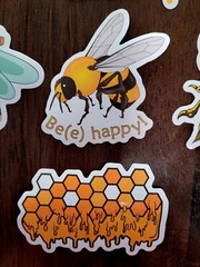 STICKERS x 5 Honey Bee Happy Apiculture Beehive Cartoon Large Sticker BEE6