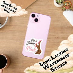 Girly pink sticker, Laptop Sticker, Waterproof Water Bottle Sticker, funny decal