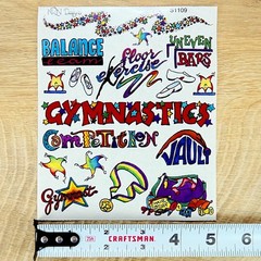 Gymnastics Stickers – Rare Vintage Sticker Sheet – NRN Designs – Words & Phrases