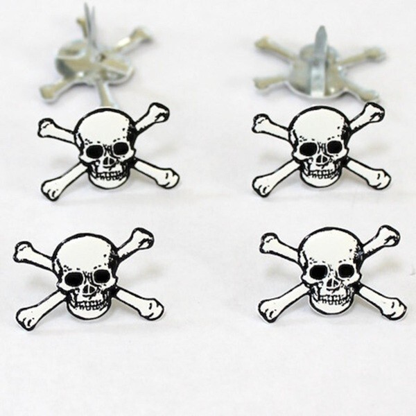 SKULL & CROSSBONE SCRAPBOOKING DECORATIVE BRADS EYELET OUTLET 8 PCS