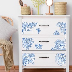 Blue Flower Rub on Transfers for Crafts – 6 Sheets 12 x 8 inches,