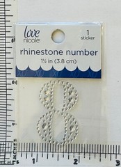 Number 8 Rhinestone Sticker 1.5″ Clear Silver Glitter Scrapbook Monogram Bling