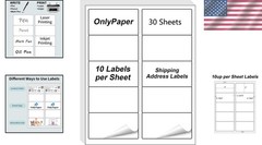 (2″ x 4″) 30 Sheets, Printable White Sticker Labels, Laser/Inkjet Printing – Mat