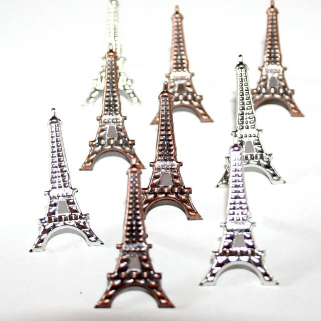 EIFFEL TOWER SCRAPBOOKING DECORATIVE BRADS EYELET OUTLET 8 PCS 2 COLORS