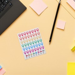 5 Sets Removable Reusable Colorful Map Pointer Stickers for Travel Planning