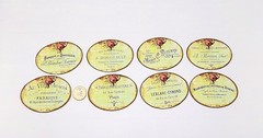 French Art Logo-Ephemera-Linen Cardstock-Oval-Labels-Stickers-Set Of 8