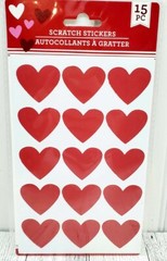 Heart Scratch Off Stickers 2.5″ or 1.5″ Red Silver Pink Valentines Day DIY Craft