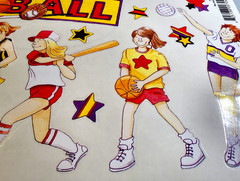 Vintage 2002 Girls Sports Stickers Scrapbooking Soccer Volleyball Softball Page