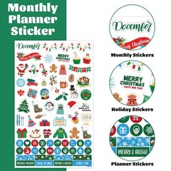 Calendar Stickers, 14 Sheets Seasonal Events, 1,200+ Planner Labels, Green