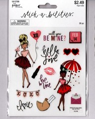 Stick-a-bilities VALENTINE GIRL (26pc) STICKERS w/FOIL ACCENTS scrapbooking