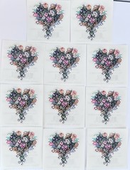 Vintage PSX Designs Stickers (11 – 2″ x 2″ Stickers) Tulip Heart NEW