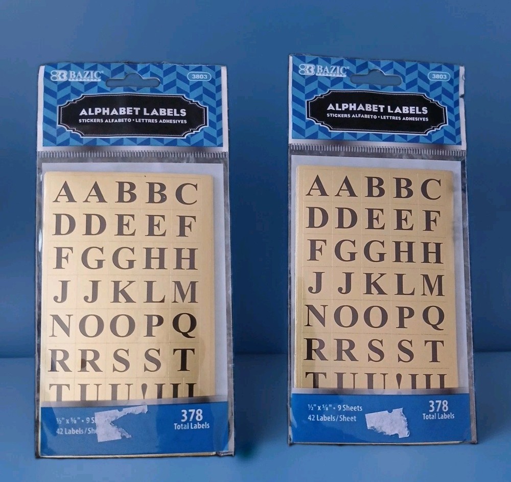Gold Foil ALPHABET LABELS Stickers Uppercase 756 Total Labels