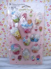 NOS Vtg Stickety-Doo-Da Cupcakes Ice Cream Puffy Sprinkles Stickers 2 sheets 34