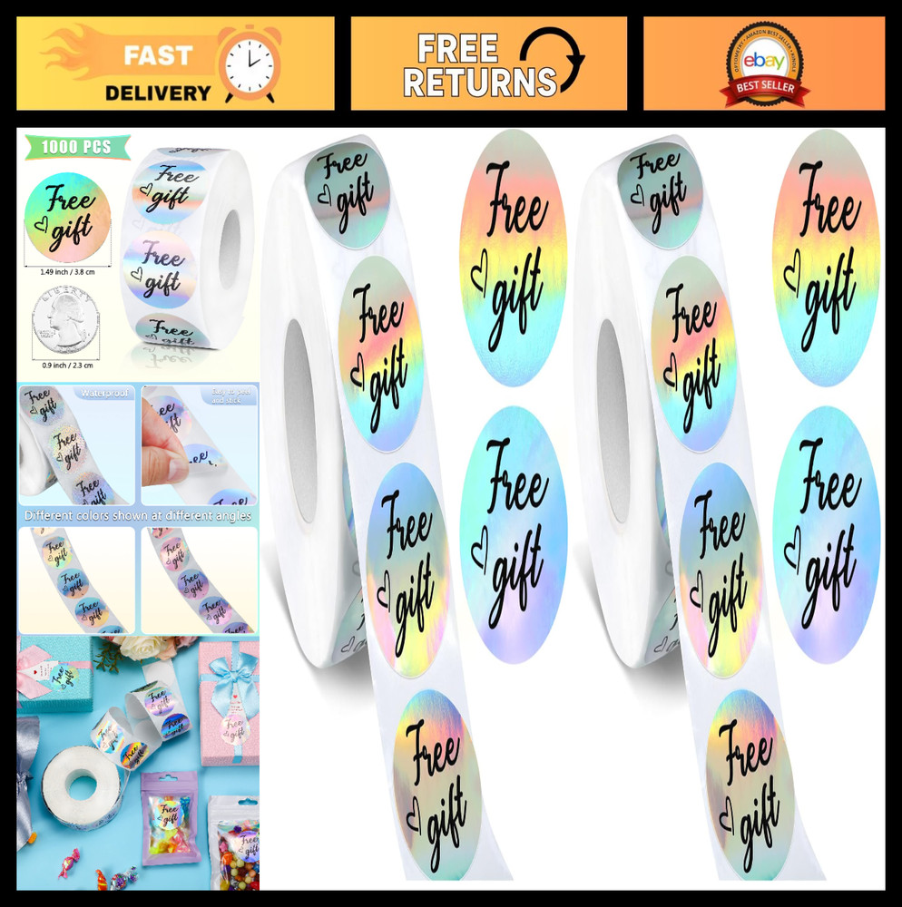 1000 Holographic Customer Appreciation Stickers – Colorful Round Adhesive Labels