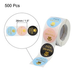 1 Roll Paw Print Thank You Labels 1.5″ Adhesive Gold Dog Paw Tags 500 Count/Roll