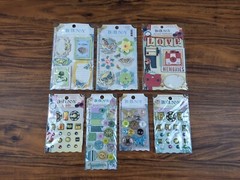 7 Bo Bunny Mixed Collections Chipboard Stickers 3D Embellishment Scrapbook Brads