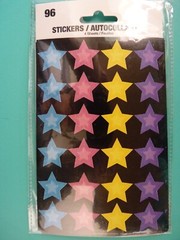 STAR STICKERS Sealed Pack (4) Sheets Blue Pink Yellow Purple