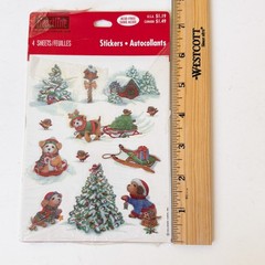 Vintage Stickers Hallmark Heartline Dogs Puppies Christmas Snow 2 Sticker Sheets