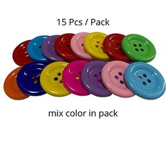 2 Inch (50mm) x 15pcs Big Size Buttons Large Plastic Resin Round 4 Hole