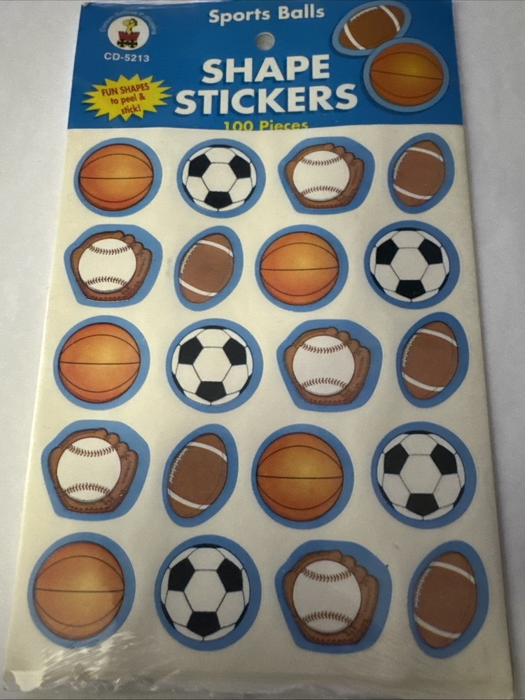 Vintage Sports Balls Shape Stickers 100 Pieces Carson-Dellosa Publishing Co