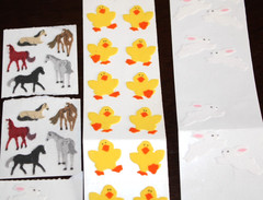 Vintage Fuzzy Sandylion Horses Bunnies Baby Chickens 52 Total Stickers Animals