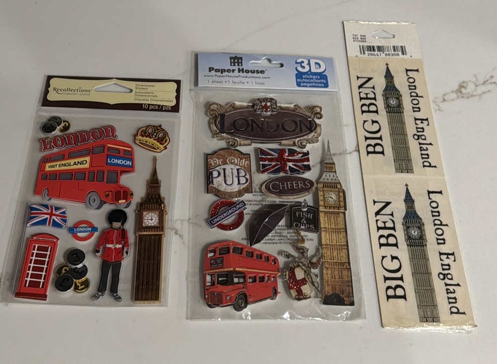 London England Scrapbooking Stickers – Lot Of 3