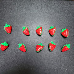 Lot of 10 Plastic Strawberry Buttons Summer Fruit Scrapbook Sewing Craft