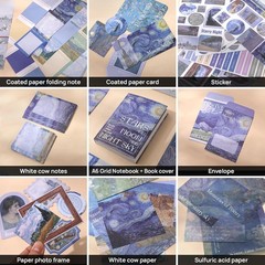 Van Gogh Scrapbook Photo Album Supplies Kit with Tweezers and Glue Tape, Aest