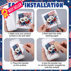 Harloon 15 Sheets 4th of July Patriotic Flower 5.9 x inches, Multicolor