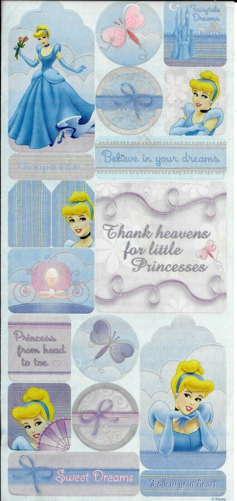Disney Cinderella Believe Dreams Carriage Follow Heart Sandylion Sticker Sheet