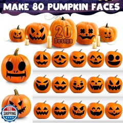 LINAYE 80 PCS Pumpkin Decorating Stickers, Halloween Jack-O-Lantern Face Stic