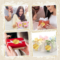 300 Pcs Gold Envelope Seal Stickers Embossed Foil, with Love Heart Stickers