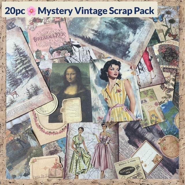 Mystery ✿ Vintage Scrapbook Ephemera Pack – Paper Craft Supply Lot