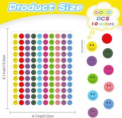 6000PCS Smiley Face Stickers,tudents Teachers Supplies Small Happy Multi-colors