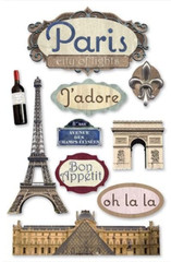 Paris France Eiffel Vacation 3D Stickers Scrapbook Planner Travel Journal Crafts