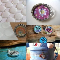 25mm Round Clear Epoxy Sticker 3D Effect DIY Jewelry Making For Bottle Caps
