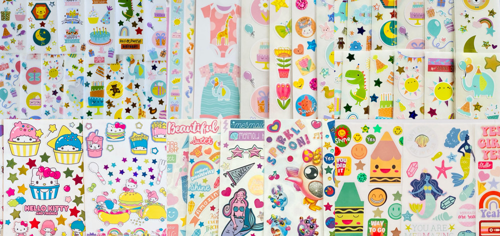 39 STICKER SHEETS LOT, Bulk stickers PK, Mxd Themes BABY BIRTHDAY SAFARI JUNGLE