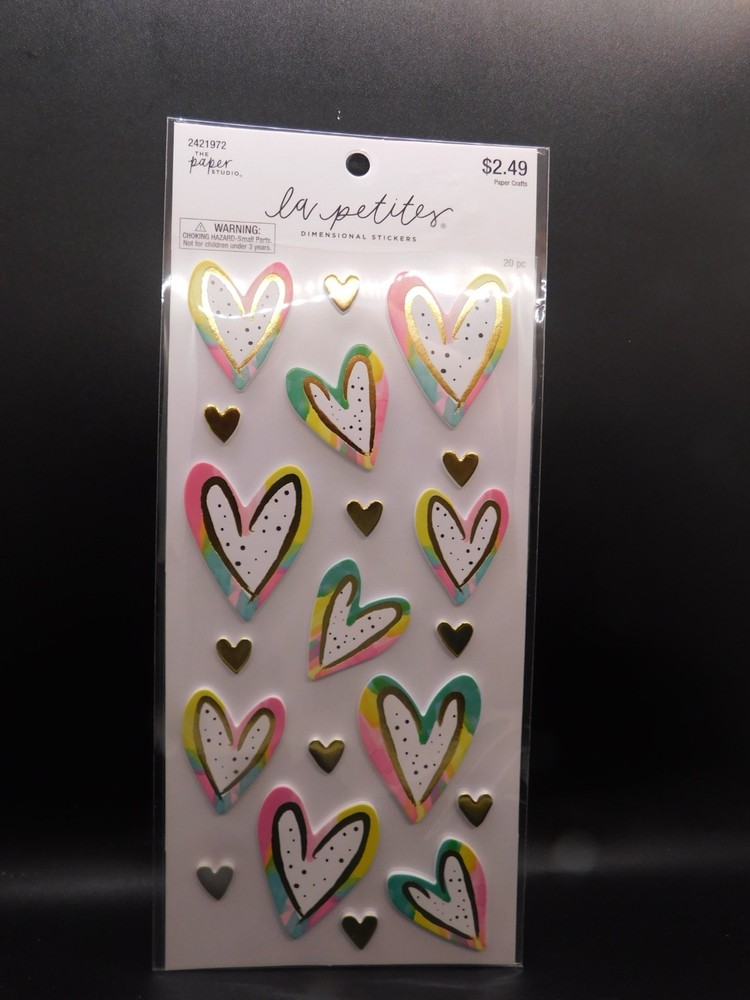 The paper studio la petites Dimensional stickers 20pc Hearts
