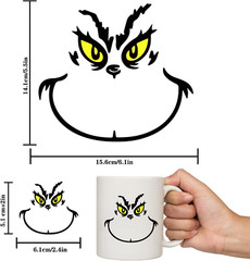 26 PCS Christmas Decorations Stickers, Yellow and Green Eyes Face Decals for Orn
