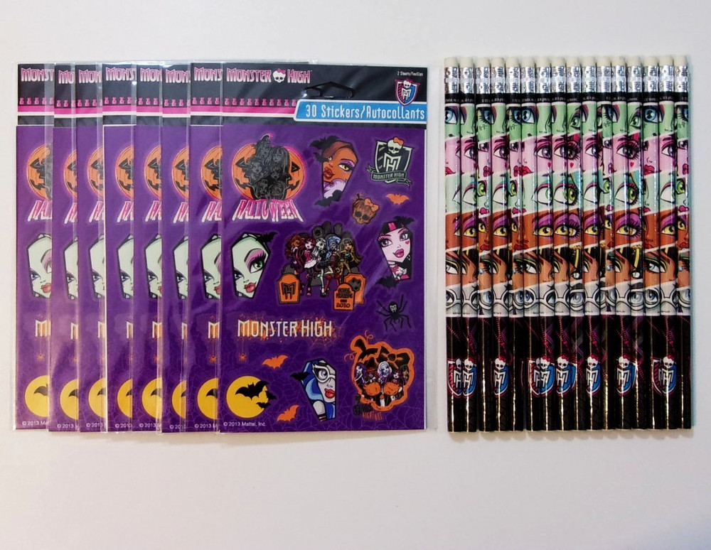 Stickety-Doo-Da Mattel Monster High Halloween Stickers Pencils Lot Ghoul Friends