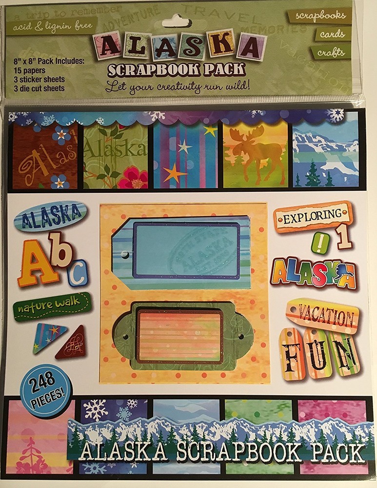 Scrapbook Custom Alaska Themed Paper and Alaska Sticker Gifts Alaskan Crafts