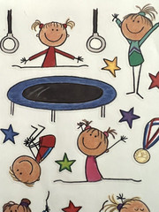 Gymnastics Stickers: Large Sheet•Me & My Big Ideas• Vintage•Scrapbooking (23pcs)