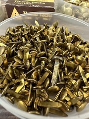 Vtg LOT Metal Brads Split Pin Brass Paper Fasteners & Thumb Tacks Scrapbooking