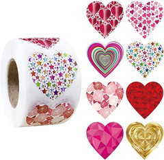 500Pcs Heart Stickers 1In Valentines Day Love Stickers Heart Shaped Sticker for