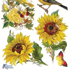 Violette Stickers – Sunflowers & Songbirds – 1 Nature Sticker Sheet – Scrapbooks