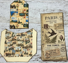 3 Vtg TRAVEL Stuffed Pockets Journal Tags Ephemera Holiday World Map Keepsakes