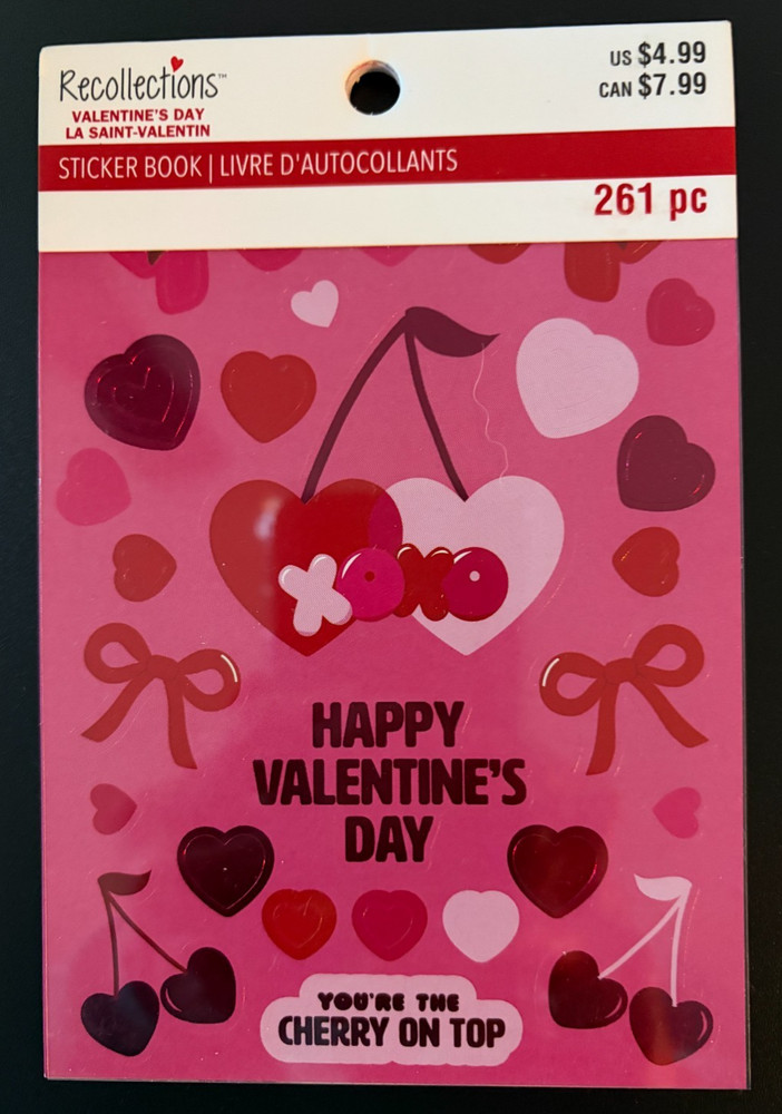 RECOLLECTIONS VALENTINE’S DAY STICKER BOOK 261 PC STICKERS 12 SHEETS ROMANCE